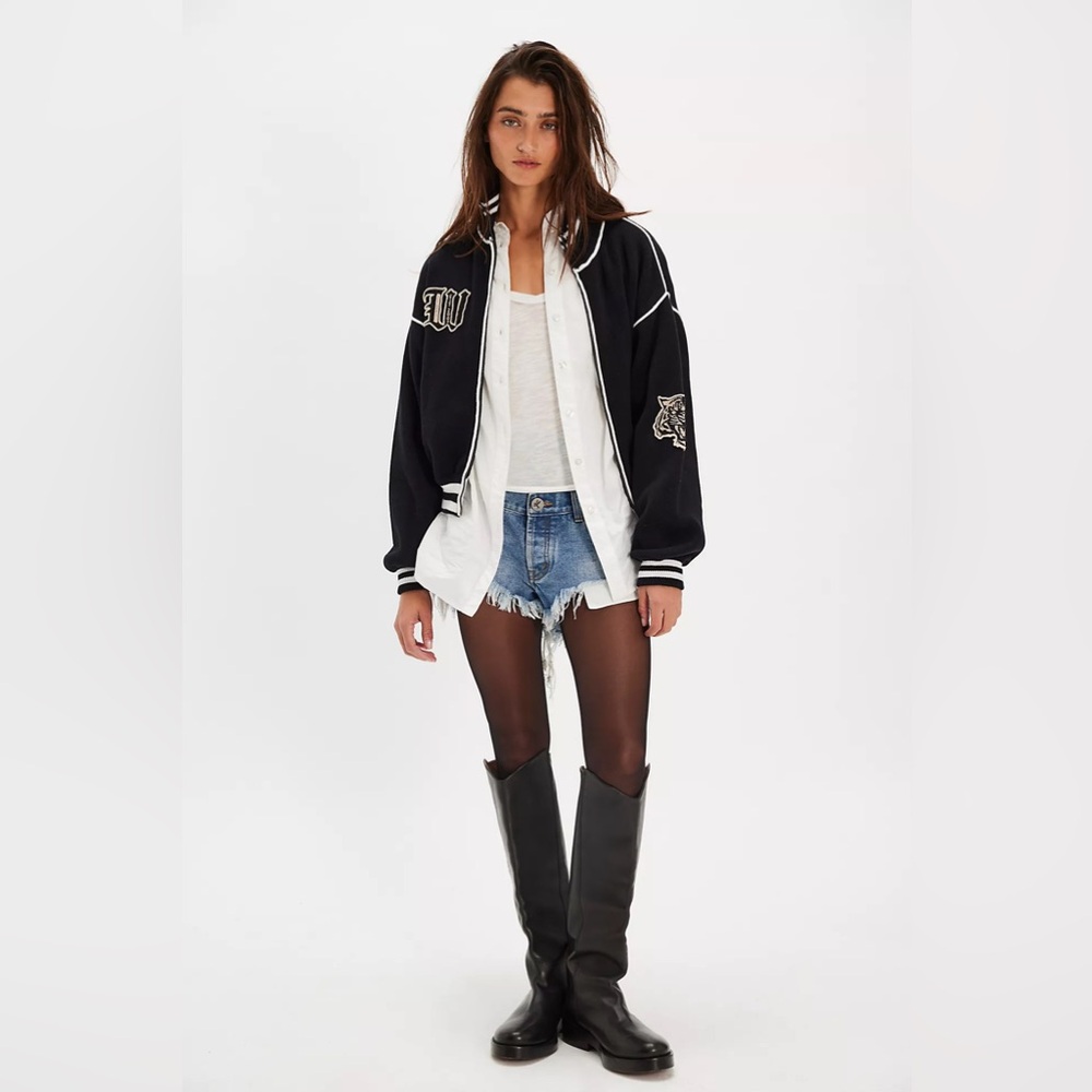 NWT! Free People We The Free First Team Sweater Jacket Sz Large - Picture 4 of 5